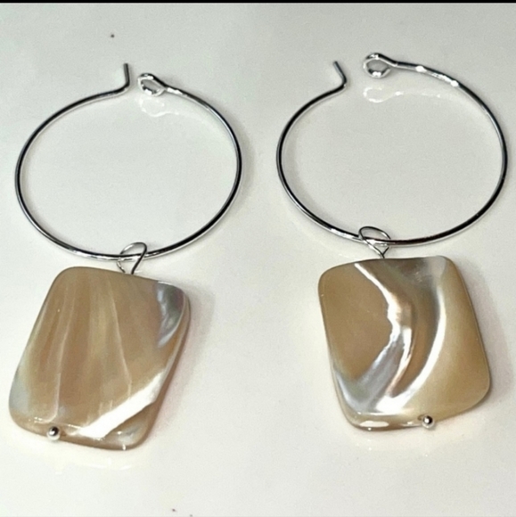 Caramel Dulce de Leche Mother of Pearl Earrings, OOAK Artisan - Picture 2 of 6